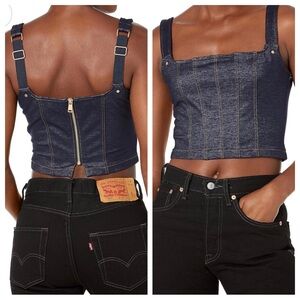 GUESS LOS ANGELES SELMA CORSET TOP • DENIM • Sz M •NWT